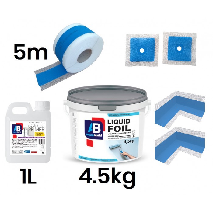 Waterproofing Kit, Basic Tape, Corners, Collars, Acrylic Primer, up to 5m² cover