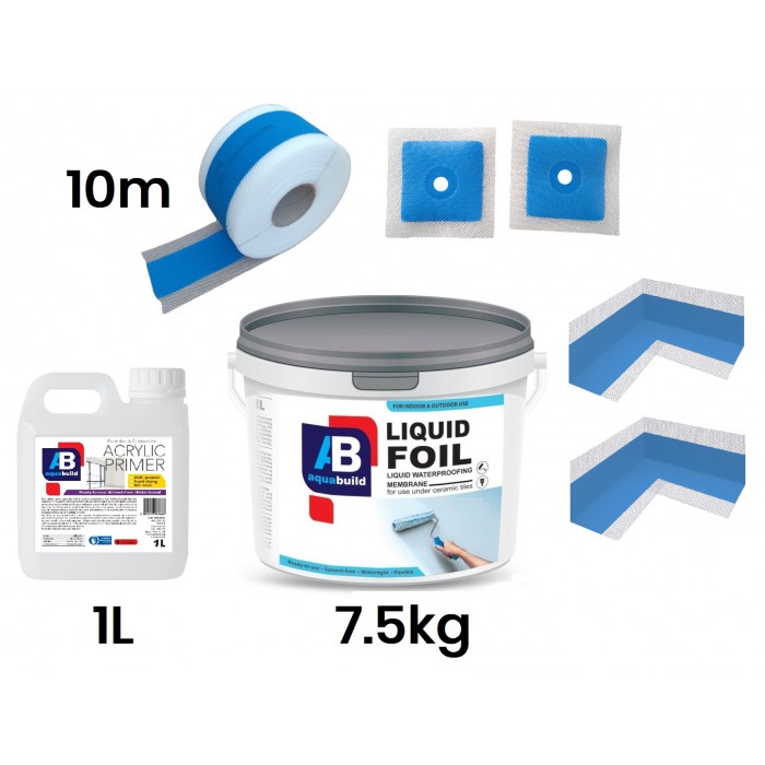 Waterproofing Kit, Basic Tape, Corners, Collars, Acrylic Primer, up to 8m² cover